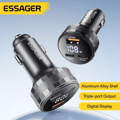 Essager USB C Car Charger 3 Ports 108W Type C Fast Charge PPS PD3.0 QC Car Phone Charger For  iPhone 16 15 Samsung Huawei Xiaomi - Image 2