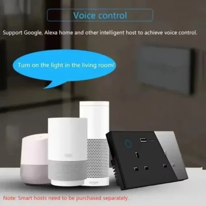 Shawader Zigbee Smart Tuya USB PD 20W Type C Charge Wall Socket UK Plug Outlet Touch Switch Wireless Remote by Alexa Google Home - Image 6