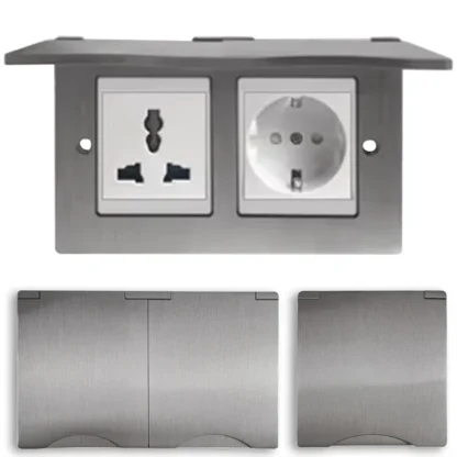 Wall Mount 1 Gang 2 Gang 8mm Stainless Steel Panel Socket 13A Switch Computer Socket Telephone Socket Thai US UK EU France