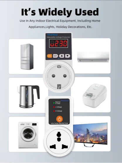 Automatic Voltage Protector Socket AC 220V 16A Adjustable Power Surge Protector Universal/US/EU/UK Plug Voltage Safe Protector - Image 17