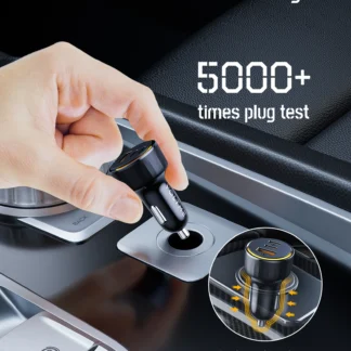 VOLTME 65W Car Charger Dual USB-C USB-A Fast Charging QC 4.0 PD 3.0 Fast Charge Charger For Laptop Translucent Car Phone Charger