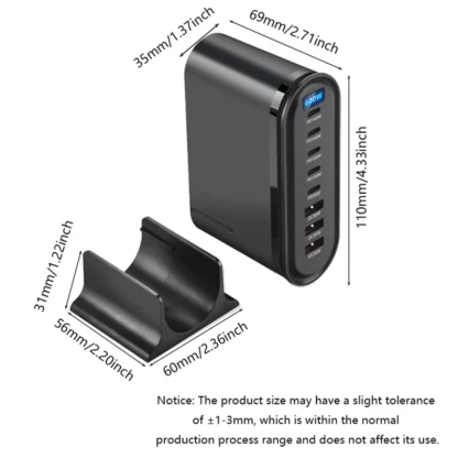 600W Fast Desktop Charger 8 Port GaN USB Type C Fast Charger For iPhone 14 Samsung Huawei Xiaomi iPad MacBook Laptops PD Charger - Image 12