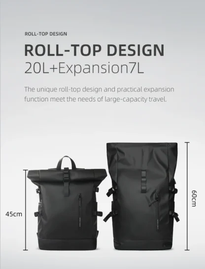 HK Expandable Travel Backpack Men Large Capacity Waterproof 15.6” Laptop Bag Hiking Rucksack Cycling Daypack Bag with USB Port - Image 22
