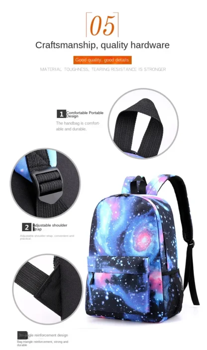 Ronaldo print student schoolbag 3-piece set youth backpack pencil case shoulder bag set - Image 37