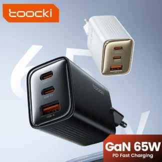 Toocki 65W Gan Charger USB Type C Three Port Fast Charging PD3.0 QC4.0 For iPhone 16 15 Samsung Galaxy23 Huawei