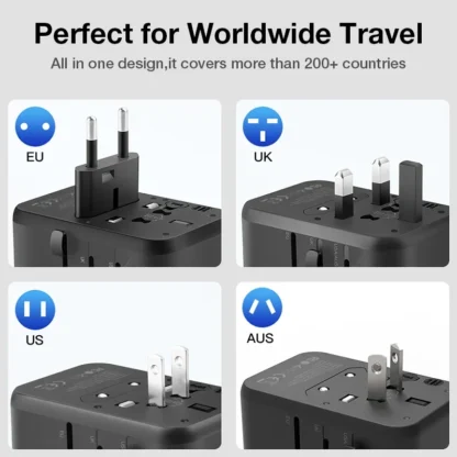 2025 All in One Universal International Travel Adapter 2 USB Port World Travel AC Power Charger Adapter AU US UK EU Converter - Image 4