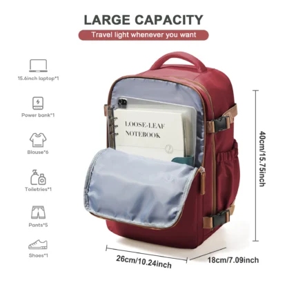 Travel Backpack Cabin Bag 40x30x20 Wizzair Carry-Ons, Aeroplane Men Women 15.6 inch Laptop Backpack, Waterproof Casual Bussiness - Image 3