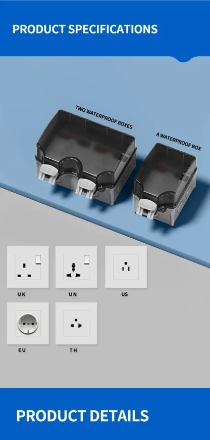 EU/TH/UK/UN/US Outdoor Power Socket Industrial Grade Waterproof IP66 Plastic Junction Box Panel Wall Mount Connector - Image 22