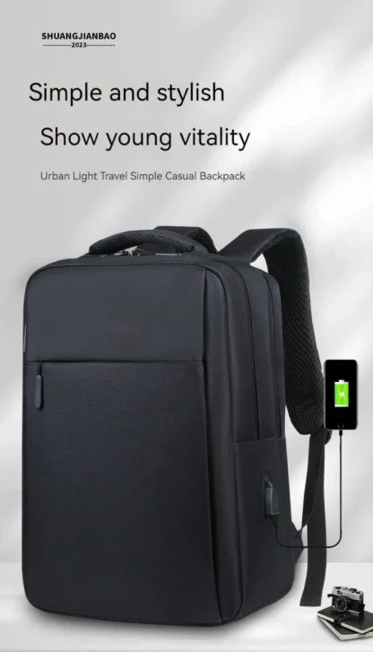 Rilibegan Laptop Men Backpack External USB Charging Travel Men Backpack Nylon School Bag Double Layer Quality Business Backpack - Image 10