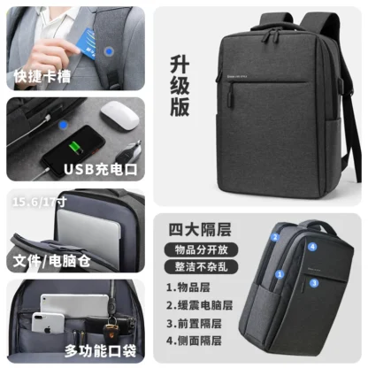 40L Laptop Backpack Durable 17 Inch for Men Women with USB Charger Port & Luggage Sleeve Sturdy College Rucksack Bag For Macbook - Image 10