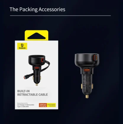 Baseus 60W Car Charger 2 in 1 Retractable Cable SCP 25W QC PD 30W Fast Car Phone Charger For iPad iPhone 16 15 14 13 Pro Samsung - Image 32