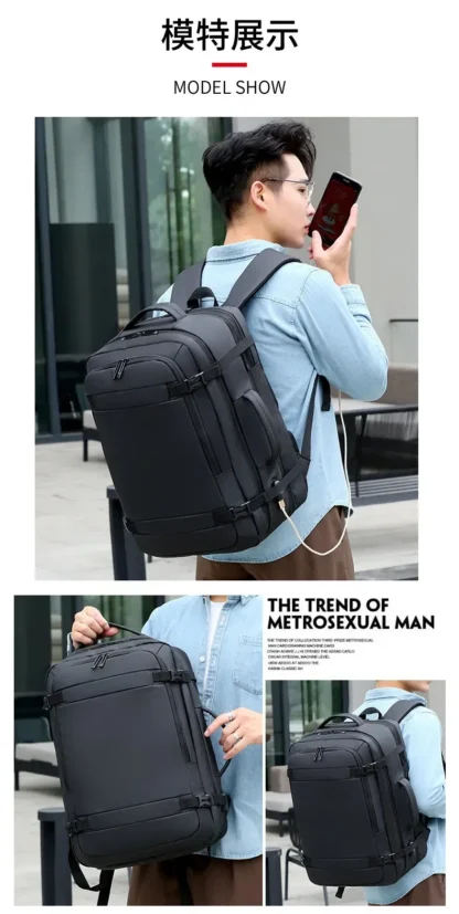 45L Large Capacity Multifunctional Extensible Rechargeable Hand-held Backpack Men's Waterproof Business Travel Computer Backpack - Image 22