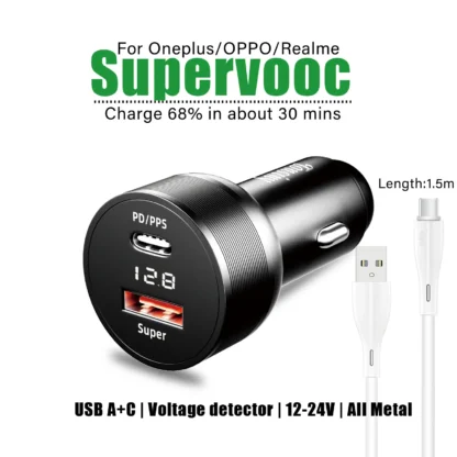 For Oneplus car charger 80W,SuperVooc car charger for OPPO,for realme car adapter superdart,for oneplus 12 10T auto charger warp - Image 9