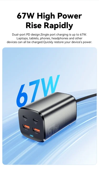 Essager 67W GaN USB C Charger Quick Charge 4.0 QC 3.0 PD USB-C Type C  Desktop Fast Charger For MacBook Samsung iPhone 15 Laptop - Image 12