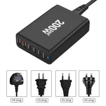 200W GaN Charger 6 Ports USB Type C PD Charger Quick Charge 3.0 USB Type C Quick Charger Mobile Phone USB Charger - Image 6