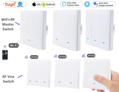 Tuya Smart Life WiFi 433mhz Wireless Push Button Wall Switch Google Home Light On Off 220V RF433 Remote Control EU UK Two 3 Way - Image 20