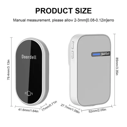 No Battery Self Powered Wireless Doorbell US/UK/EU Plug 38 Ringtones Outdoor Waterproof 150m Range Kinetic Door Bell - Image 2