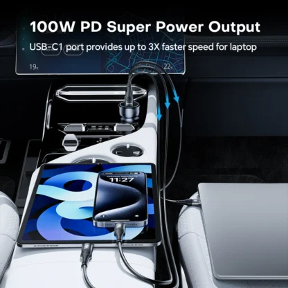 138W Car Charger USB Type C Dual Port USB Phone Fast Charger PD Fast Charging for IPhone 14 Samsung Xiaomi  IPad Laptops Tablets - Image 4