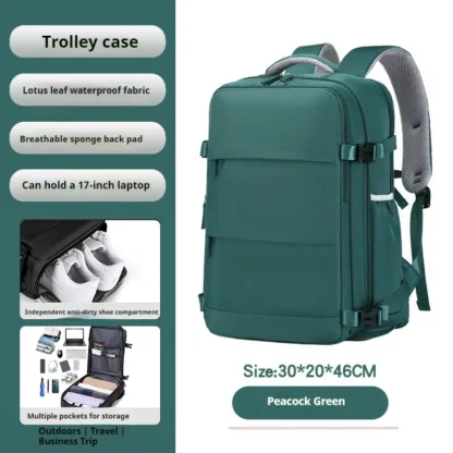 Men's Large Capacity Waterproof Backpack with Independent Compartment and Multifunctional Slots, Retro Multifunctional Travel Ba - Image 8