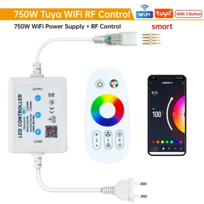 Tuya WiFi RGB Dimmer 220V 750W 1500W EU/AU/UK Power Plug RF Remote Controller for SMD2835/5050 4Pin LED Neon Strip Light - Image 9