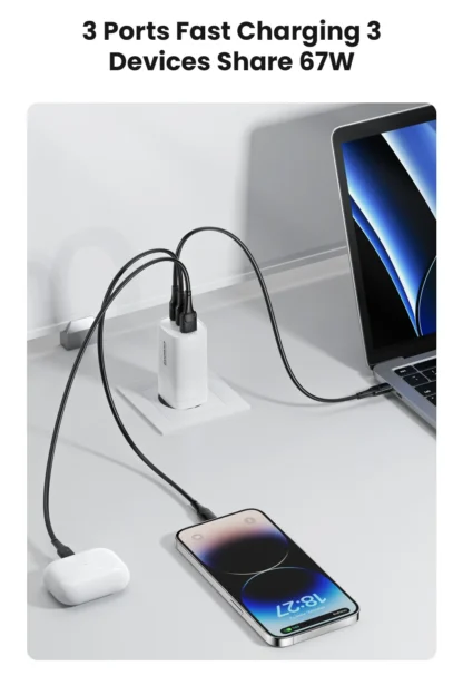 67W GaN Charger PD3.0 QC3.0 Type C Fast Charging for IPhone 15 14 Xiaomi USB Type C Charger for Samsung S23 Ultra Macbook Tablet - Image 12