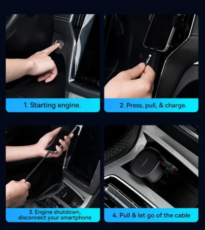 Baseus 60W Car Charger 2 in 1 Retractable Cable SCP 25W QC PD 30W Fast Car Phone Charger For iPad iPhone 16 15 14 13 Pro Samsung - Image 28