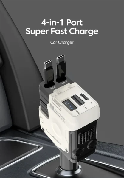 4-in-1 120W Retractable Car Charger Super Fast Charging Dual Type-C Adapter USB Cigarette Lighter For IPhone 15 Huawei Samsung - Image 13
