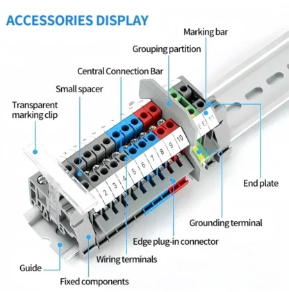 20-100Pcs DIN Rail UK2.5B Terminal Block-7Colors,800V 32A, Universal Screw Connector for 2.5mm² Wire Ideal for Electrical Wiring - Image 18