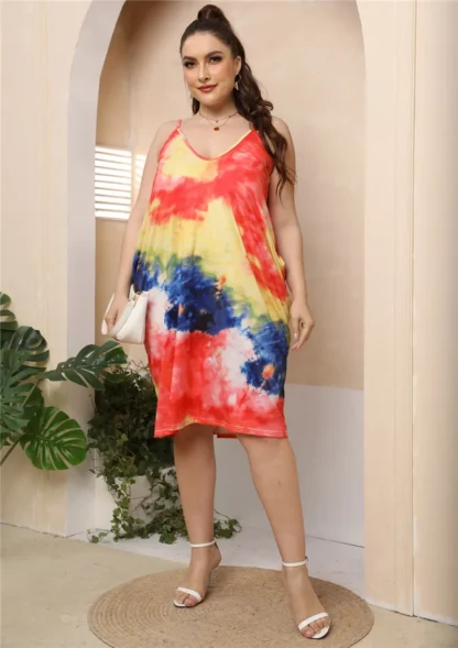 Sexy Slip Dress Summer xxl Dresses for Women Plus Size Tunic Spaghetti Strap Loose Dresses Tie Dye Midi Ladies bohemian 4xl xxxl - Image 10
