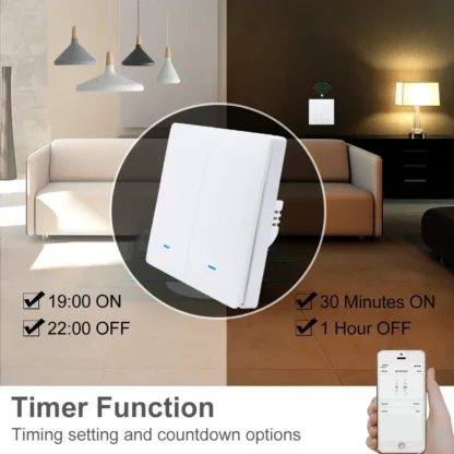 ZigBee Tuya Wall Light Switch Wireless Remote Smart Home Life APP Push Button with no Neutral 2 3 Way UK EU On Off 1 2 3 Gang - Image 4