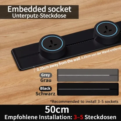 EU Wall power rail socket, kitchen aluminum expansion socket 40cm 50cm, built-in socket on countertop - Image 14