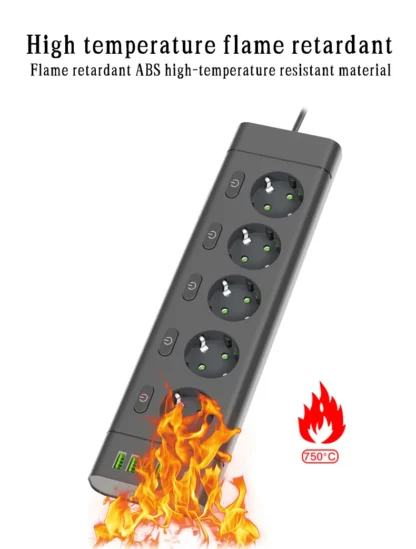EU Plug Power Strip Multiple Independent Control Outlet Sockets 2m Extension Cord Electrical Socket with 4 USB 2 Type-C Ports - Image 19