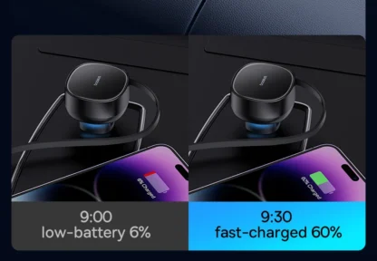 Baseus 60W Car Charger 2 in 1 Retractable Cable SCP 25W QC PD 30W Fast Car Phone Charger For iPad iPhone 16 15 14 13 Pro Samsung - Image 20