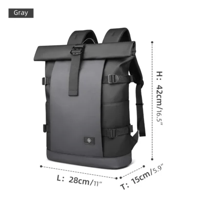 HK Waterproof Roll-Top Backpack for Men Large Capacity Expandable 17 Inch Laptop Bag Leisure Travel Backpack Hiking Camping Bags - Image 8