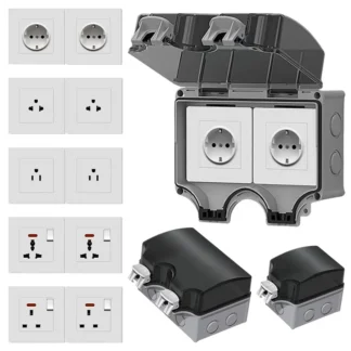 EU/TH/UK/UN/US Outdoor Power Socket Industrial Grade Waterproof IP66 Plastic Junction Box Panel Wall Mount Connector