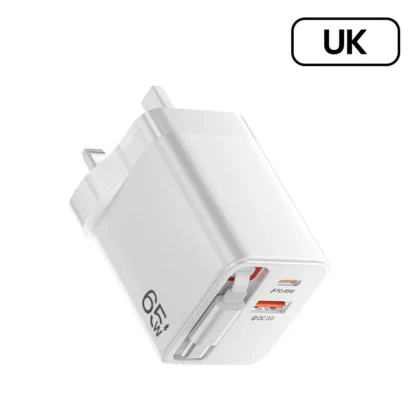 65W PD GaN Fast Charger With Retractable USB C Charging Cable For iPhone 16 15 Samsung Xiaomi Laptop Pad Type C Wall Adapter - Image 8