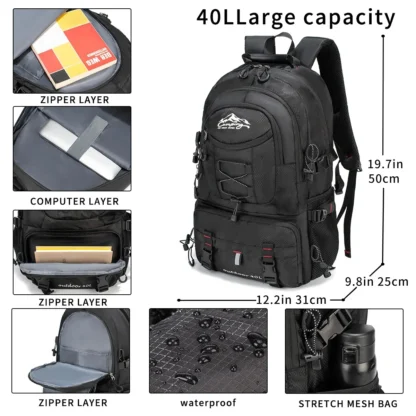 Travel backpack 40L waterproof lightweight outdoor hiking, men's and women's camping backpack - Image 3