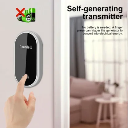 No Battery Self Powered Wireless Doorbell US/UK/EU Plug 38 Ringtones Outdoor Waterproof 150m Range Kinetic Door Bell - Image 4