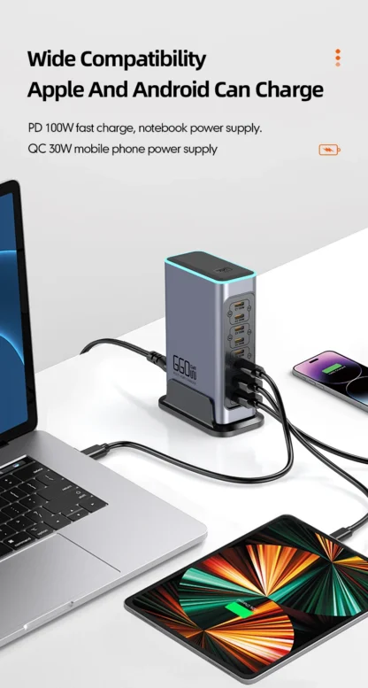 660W GaN Charger USB C Fast Desktop 8-port USB Type C PD Charger Fast Charge 3.0 USB Type C Fast Charger for iPhone16 15 Samsung - Image 15