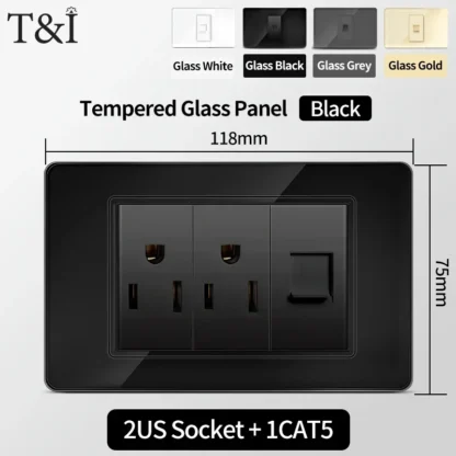 America Standard Power Outlet 118 Series 118*75mm Double USB Type-C Quick Charger US Mexico Glass Panel Wall Socket 16A 110V - Image 10