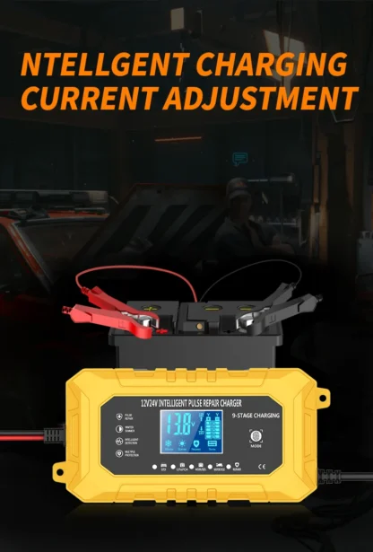 UK Plug Smart Car Battery Charger 12V15A/24V8A LCD Display Pulse Repair for AGM Gel Wet Lead Acid Lithium Batteries - Image 14