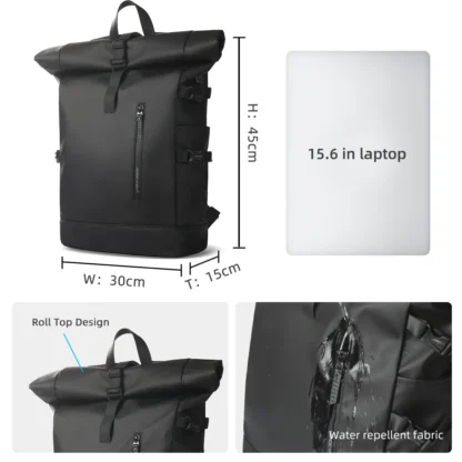 HK Expandable Travel Backpack Men Large Capacity Waterproof 15.6” Laptop Bag Hiking Rucksack Cycling Daypack Bag with USB Port - Image 6