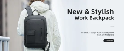 HK Slim Backpack For Men 15.6 Inch Laptop Bags Waterproof Minimalist Business Backpack With USB Charging Casual Travel Work Bag - Image 14