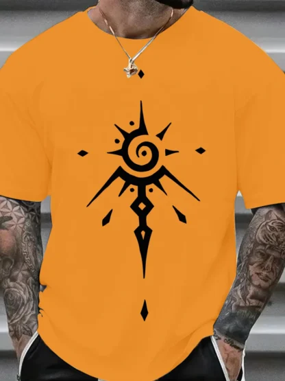 Camiseta de manga corta con cuello redondo para hombre, 100% de algodón puro, informal, holgada, con estampado creativo deportiv - Image 7