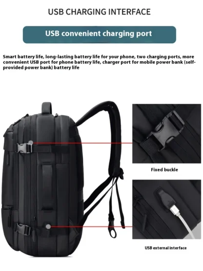 XOKY Travel Backpack Men Business Backpack School Expandable USB Bag Large Capacity 17.3 Laptop Waterproof Fashion Backpack 2303 - Image 2