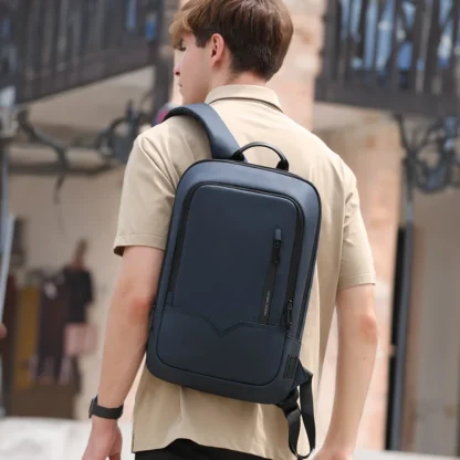 HK Slim Backpack For Men 15.6 Inch Laptop Bags Waterproof Minimalist Business Backpack With USB Charging Casual Travel Work Bag - Image 3