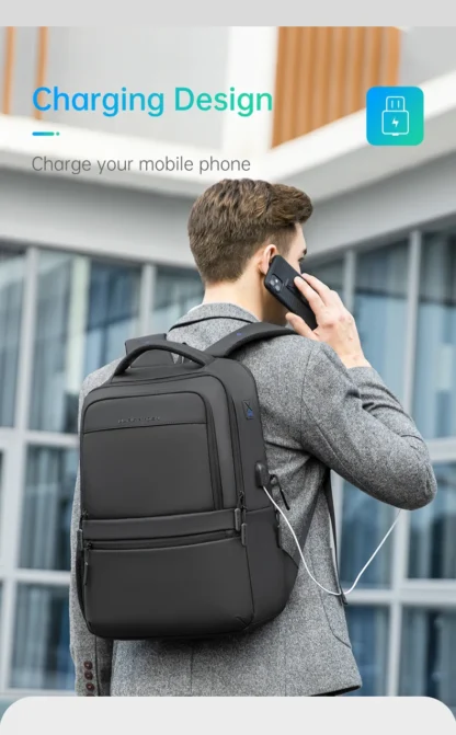 MarkRyden Fady: Expandable Lightweight USB Charging Laptop Backpack with Anti-theft Backpack Men Backpack Black Backpack - Image 12