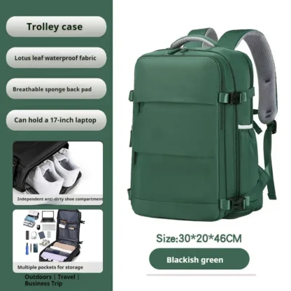 Men's Large Capacity Waterproof Backpack with Independent Compartment and Multifunctional Slots, Retro Multifunctional Travel Ba - Image 9