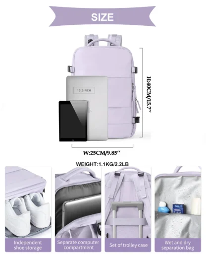Buylor 40x25x20 Travel Backpack For Women Airplane Cabin Luggage Backpack Carry On 14inch Laptop Backpack Casual SchoolBackpack - Image 12