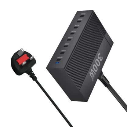 New Style 300W Gan C Fast Charger PD100W Vertical Stripe 8-port Charging station HUB Fast Compact GAN charger power adapter - Image 12